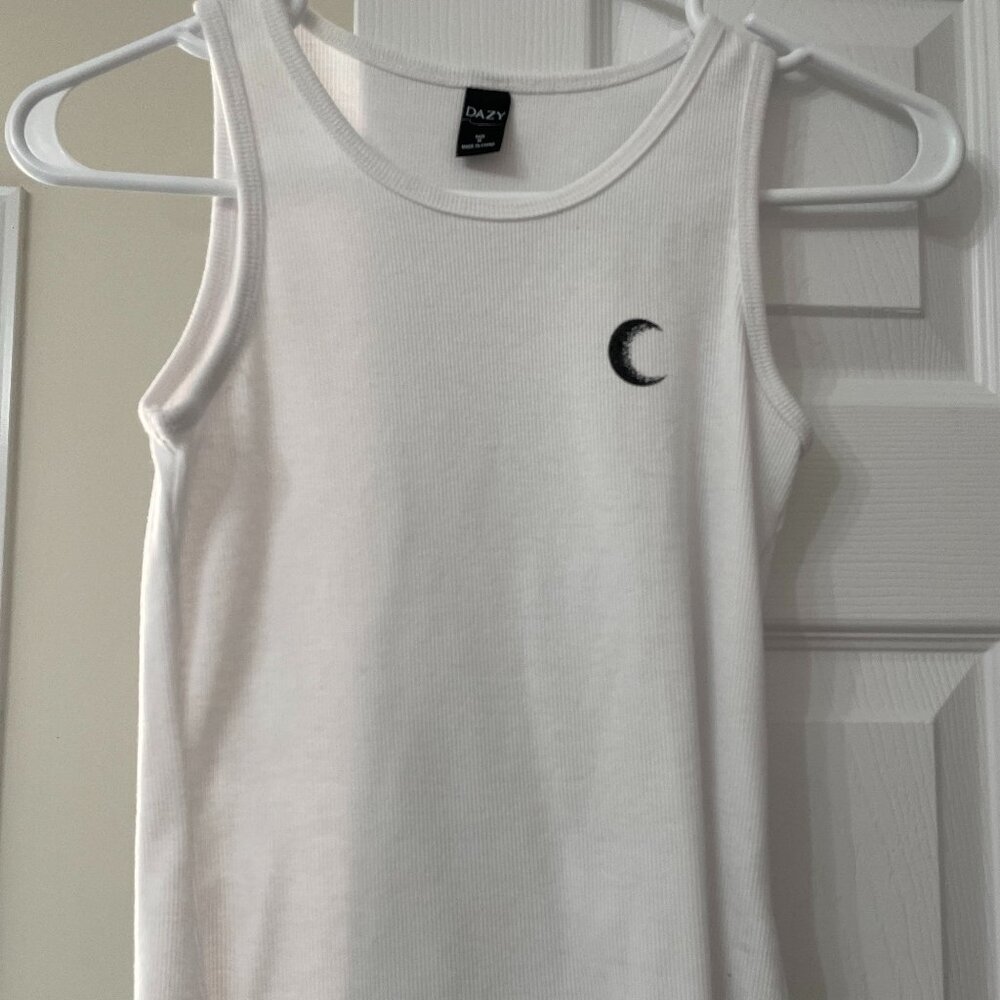 DAZY White Ribbed Tank Top